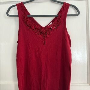 Vintage Nordstrom Red Lace Detail Tank Top